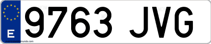 Ejemplo de matrícula de coche ordinaria 9763 JVG