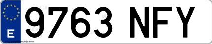 Ejemplo de matrícula española 9763 NFY