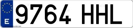 Ejemplo de matrícula española 9764 HHL