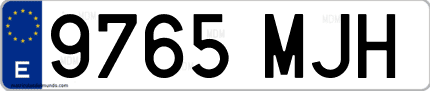 Ejemplo de matrícula de coche ordinaria 9765 MJH