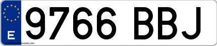 Ejemplo de matrícula de coche ordinaria 9766 BBJ