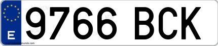 Ejemplo de matrícula española 9766 BCK