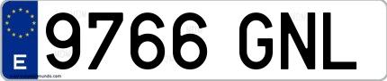 Ejemplo de matrícula española 9766 GNL