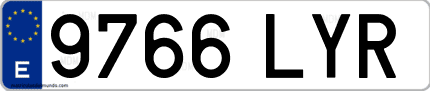 Ejemplo de matrícula de coche ordinaria 9766 LYR