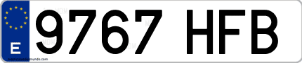 Ejemplo de matrícula de coche ordinaria 9767 HFB