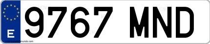 Ejemplo de matrícula española 9767 MND