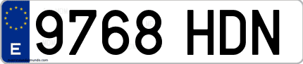 Ejemplo de matrícula de coche ordinaria 9768 HDN