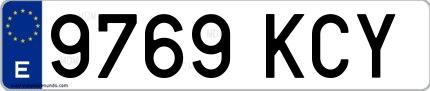 Ejemplo de matrícula española 9769 KCY