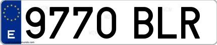 Ejemplo de matrícula española 9770 BLR