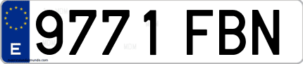 Ejemplo de matrícula de coche ordinaria 9771 FBN
