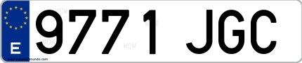 Ejemplo de matrícula española 9771 JGC
