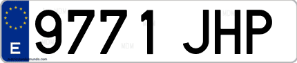 Ejemplo de matrícula de coche ordinaria 9771 JHP