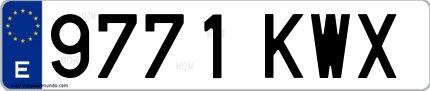 Ejemplo de matrícula española 9771 KWX