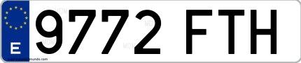 Ejemplo de matrícula española 9772 FTH