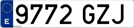 Ejemplo de matrícula española 9772 GZJ