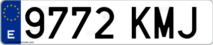 Ejemplo de matrícula de coche ordinaria 9772 KMJ