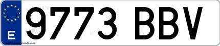 Ejemplo de matrícula española 9773 BBV