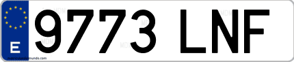 Ejemplo de matrícula de coche ordinaria 9773 LNF