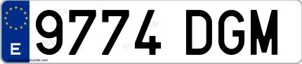 Ejemplo de matrícula española 9774 DGM