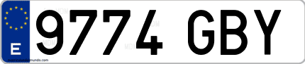Ejemplo de matrícula de coche ordinaria 9774 GBY