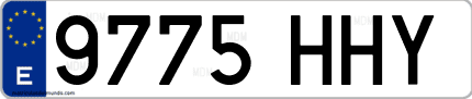 Ejemplo de matrícula de coche ordinaria 9775 HHY