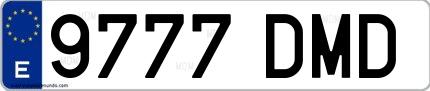 Ejemplo de matrícula española 9777 DMD