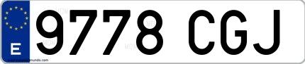 Ejemplo de matrícula española 9778 CGJ