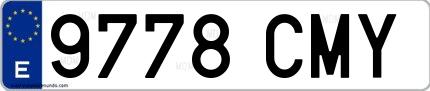 Ejemplo de matrícula española 9778 CMY