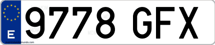 Ejemplo de matrícula de coche ordinaria 9778 GFX
