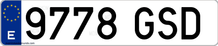 Ejemplo de matrícula de coche ordinaria 9778 GSD
