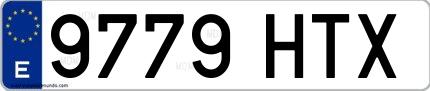 Ejemplo de matrícula española 9779 HTX