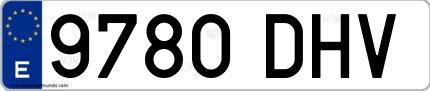 Ejemplo de matrícula española 9780 DHV