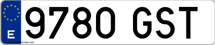 Ejemplo de matrícula de coche ordinaria 9780 GST