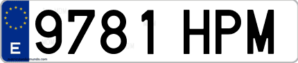 Ejemplo de matrícula de coche ordinaria 9781 HPM
