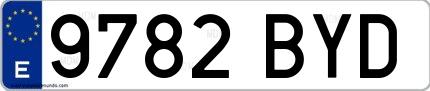 Ejemplo de matrícula española 9782 BYD