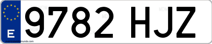 Ejemplo de matrícula de coche ordinaria 9782 HJZ