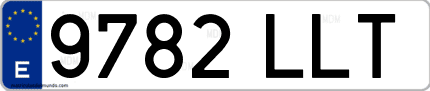 Ejemplo de matrícula de coche ordinaria 9782 LLT