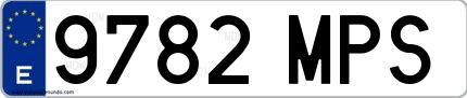 Ejemplo de matrícula española 9782 MPS