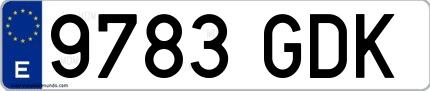 Ejemplo de matrícula española 9783 GDK