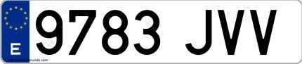 Ejemplo de matrícula española 9783 JVV