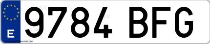 Ejemplo de matrícula española 9784 BFG