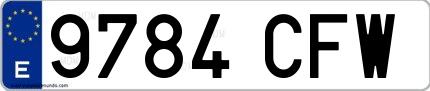 Ejemplo de matrícula española 9784 CFW