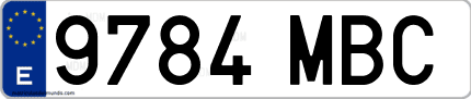 Ejemplo de matrícula de coche ordinaria 9784 MBC