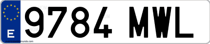 Ejemplo de matrícula de coche ordinaria 9784 MWL