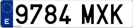 Ejemplo de matrícula española 9784 MXK