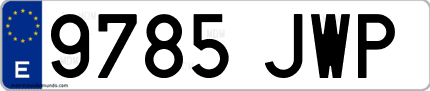 Ejemplo de matrícula de coche ordinaria 9785 JWP