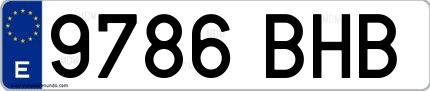 Ejemplo de matrícula española 9786 BHB