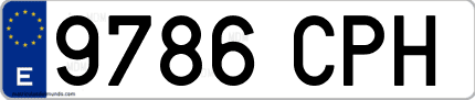 Ejemplo de matrícula de coche ordinaria 9786 CPH
