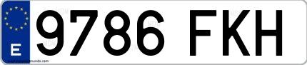Ejemplo de matrícula española 9786 FKH