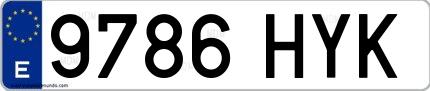 Ejemplo de matrícula española 9786 HYK
